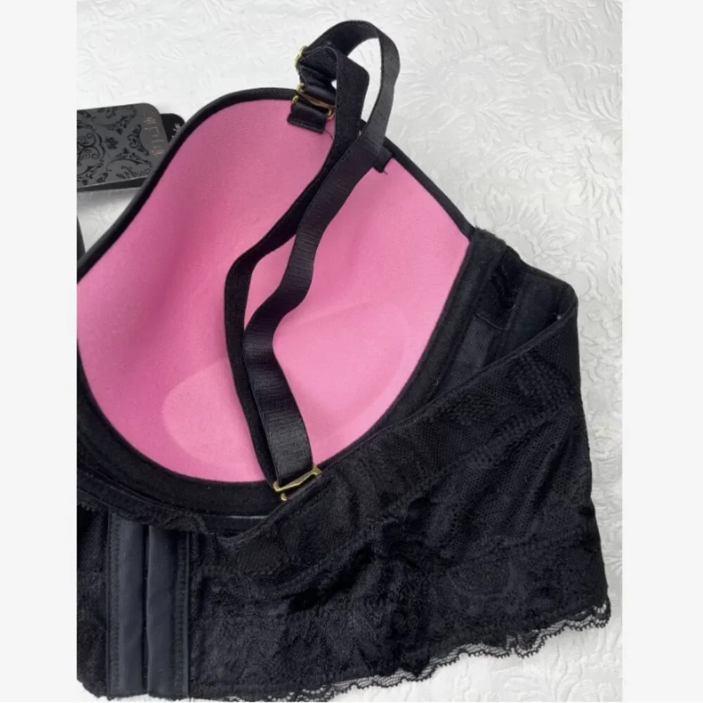 City Chic Boudoir Push-Up Multiway Strapless Bra Black & Pink US Size 42B NWT‎